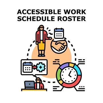 Implementing accessible work schedule rostering for employees Stock Illustration