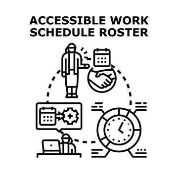 Implementing accessible work schedule rostering for employees Stock Illustration
