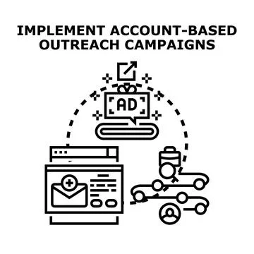 Implementing account based outreach campaigns marketing strategy Stock Illustration