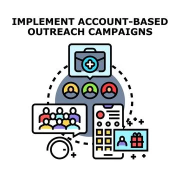 Implementing account based outreach campaigns concept vector Stock Illustration