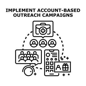 Implementing account based outreach campaigns concept vector Stock Illustration