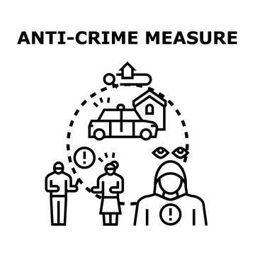 Implementing anti crime measures protecting citizens from offenders Stockillustratie