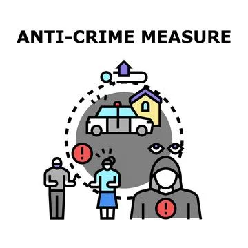 Implementing anti crime measures protecting citizens from offenders Stock Illustration