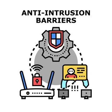 Implementing anti intrusion barriers for network security Stock Illustration