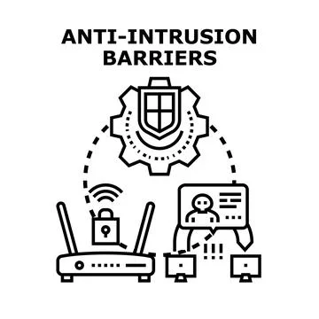 Implementing anti intrusion barriers for network security Stock Illustration