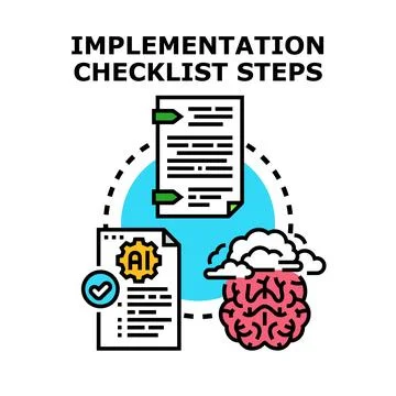 Implementing artificial intelligence checklist developing process Illustrazione stock