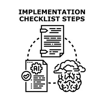 Implementing artificial intelligence checklist developing process Stock Illustration