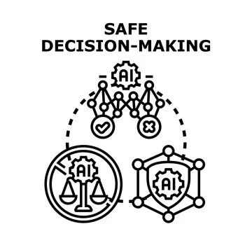 Implementing artificial intelligence for safe decision making process Stock Illustration