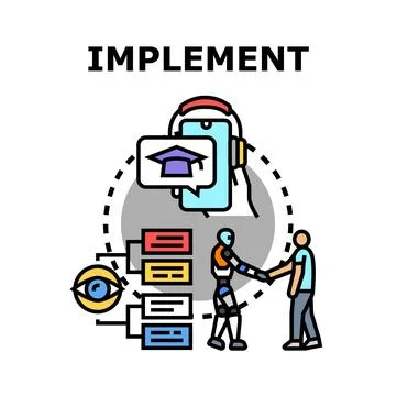 Implementing artificial intelligence solutions and digital transformation Illustrazione stock