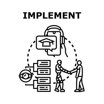 Implementing artificial intelligence solutions and digital transformation Stock Illustration