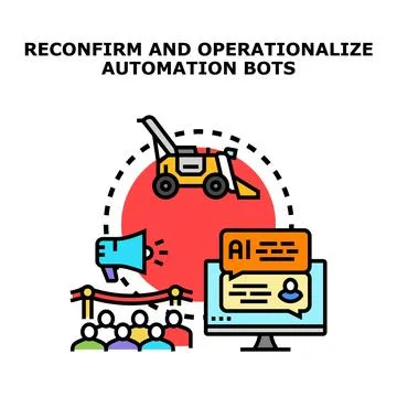 Implementing automation bots for technology operationalization Stock Illustration