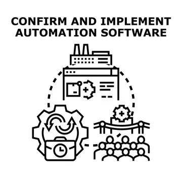 Implementing automation software for business process improvement Stock Illustration