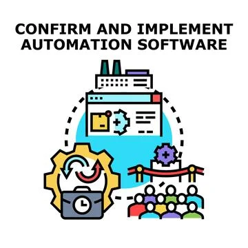 Implementing automation software for business process improvement Stock Illustration