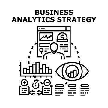 Implementing business analytics strategy for data driven decisions Stock Illustration
