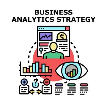 Implementing business analytics strategy for data driven decisions Stock Illustration