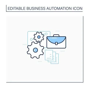 Implementing business automation line icon イラスト素材