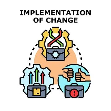 Implementing business change management concept and process Illustrazione stock