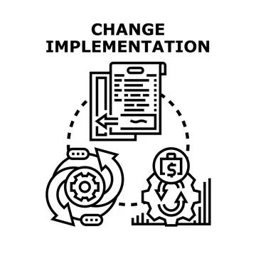 Implementing business change process developing strategy management Illustrazione stock