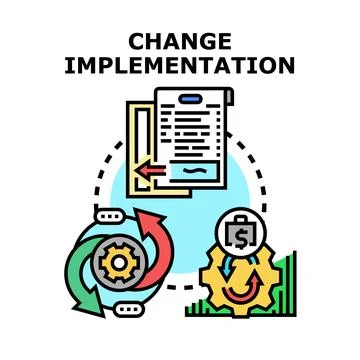 Implementing business change process developing strategy management Illustrazione stock