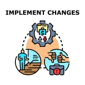 Implementing business changes and process management strategy Illustrazione stock