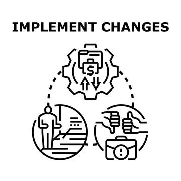 Implementing business changes and process management strategy Illustrazione stock