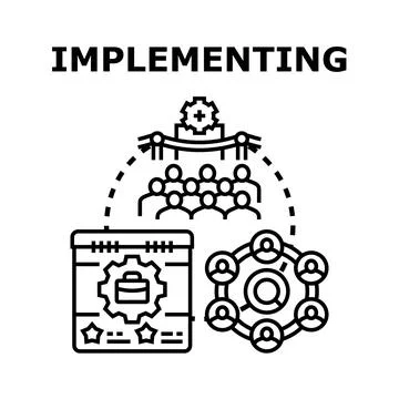 Implementing business project and process strategy Illustrazione stock