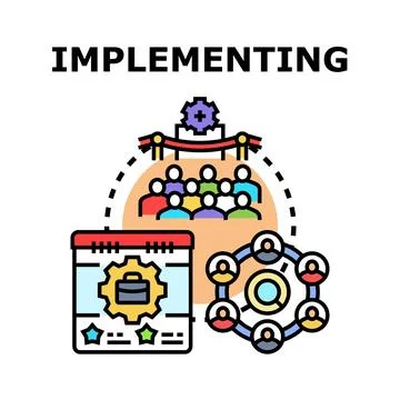 Implementing business project and process strategy Illustrazione stock