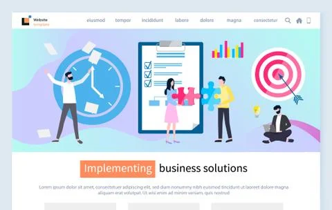 Implementing Business Solution Website with Text イラスト素材
