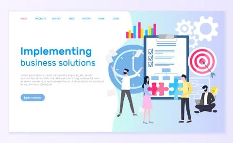 Implementing Business Solutions, Teamwork and Plan イラスト素材