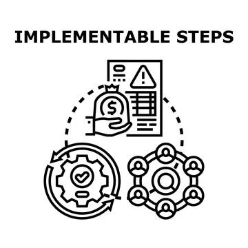 Implementing business steps for process improvement and financial growth Illustrazione stock