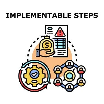 Implementing business steps for process improvement and financial growth Иллюстрация