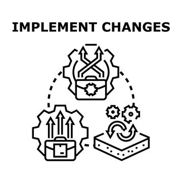 Implementing business strategy and managing organizational change process Illustrazione stock