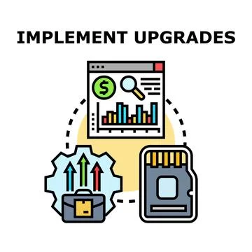 Implementing business upgrades and software development process icon Stock Illustration
