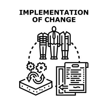 Implementing change process leading business transformation Stock Illustration
