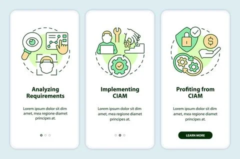 Implementing CIAM onboarding mobile app screen Illustrazione stock