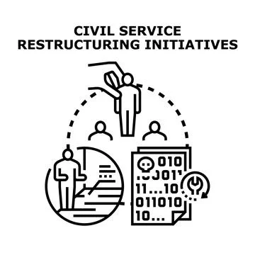 Implementing civil service restructuring initiatives, involving personnel opt Stock Illustration