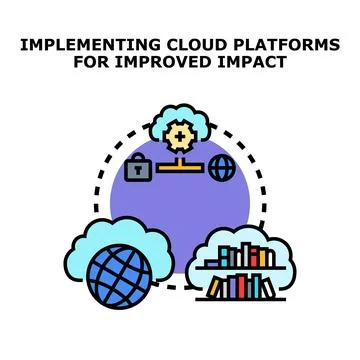Implementing cloud platforms for accessing global data and knowledge Illustrazione stock