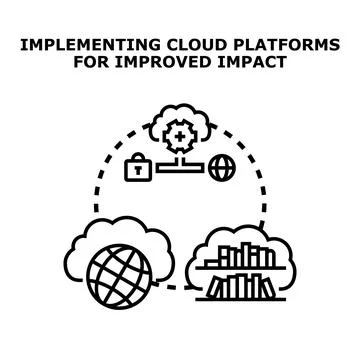 Implementing cloud platforms for accessing global data and knowledge Illustrazione stock