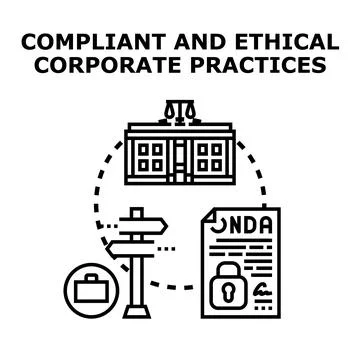 Implementing compliant and ethical corporate practices concept 스톡 일러스트