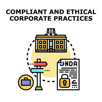 Implementing compliant and ethical corporate practices concept Stock Illustration