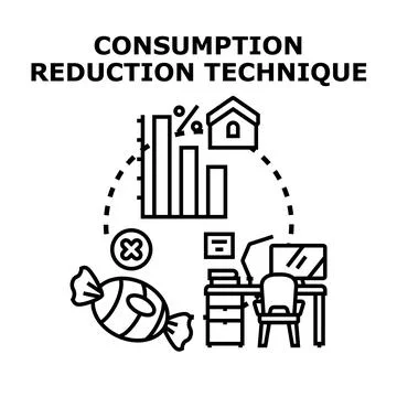 Implementing consumption reduction technique for household expenses Illustrazione stock