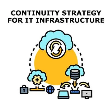 Implementing continuity strategy for it infrastructure resilience Stock Illustration