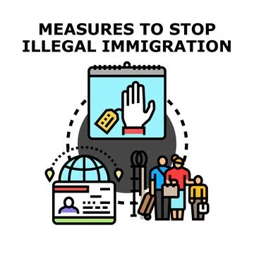 Implementing control measures stopping illegal immigration and unlawful entry Stock Illustration