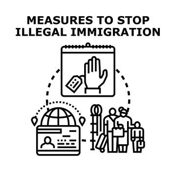 Implementing control measures stopping illegal immigration and unlawful entry Stock Illustration