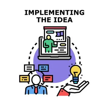 Implementing creating new ideas and business strategies Illustrazione stock