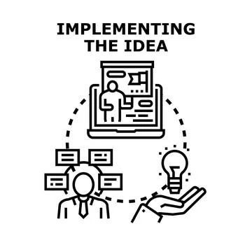 Implementing creating new ideas and business strategies Stock Illustration