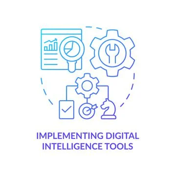 Implementing digital intelligence tools blue gradient concept icon イラスト素材