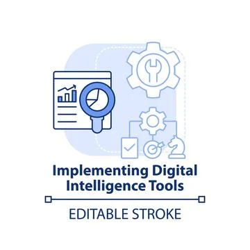 Implementing digital intelligence tools light blue concept icon イラスト素材
