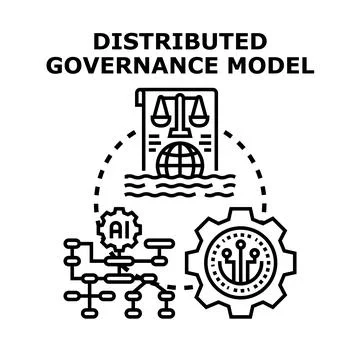 Implementing distributed governance model with blockchain technology Stock Illustration