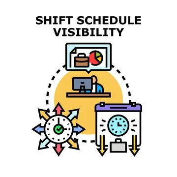 Implementing efficient shift schedule visibility for business Stock Illustration